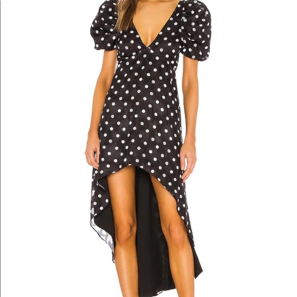 X REVOLVE HALLE DRESS BLACK & WHITE DOT | HOUSE OF HARLOW 1960 WOMENS DRESS - Picture 2 of 4